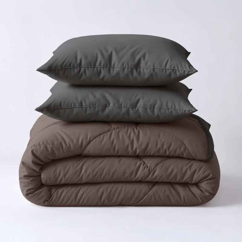 Lazy Dekbed Zonder Overtrek - Double Face - Bruin/Antraciet - Image 2