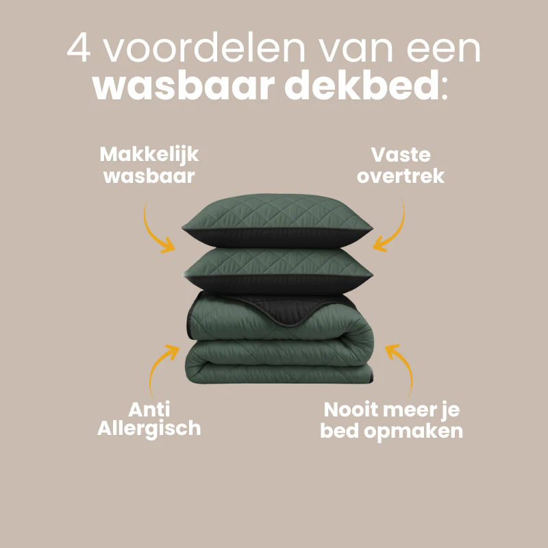 Lazy Dekbed Zonder Overtrek - Double Face - Groen/Zwart - Image 13