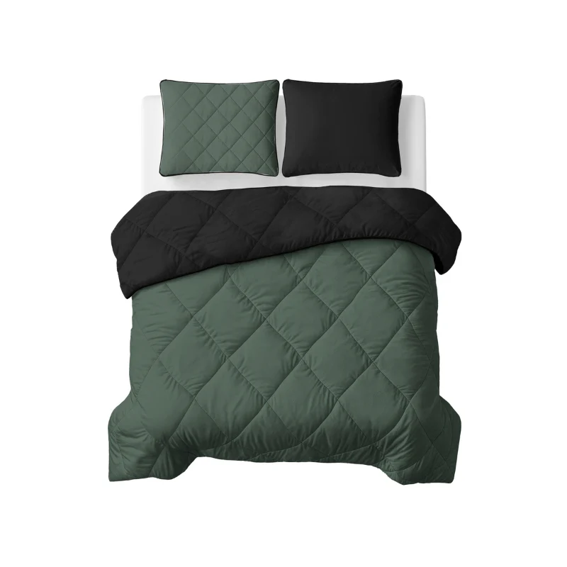 Lazy Dekbed Zonder Overtrek - Double Face - Groen/Zwart - Image 7