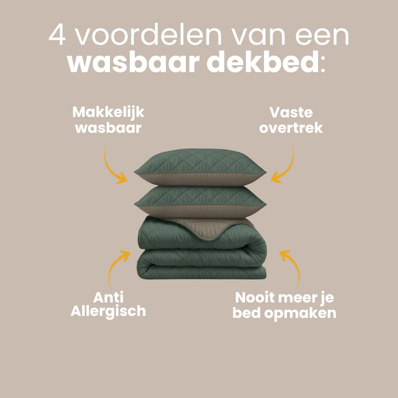 Lazy Dekbed Zonder Overtrek - Double Face - Taupe/Groen - Image 13