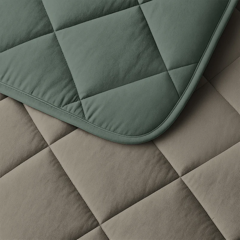 Lazy Dekbed Zonder Overtrek - Double Face - Taupe/Groen - Image 8