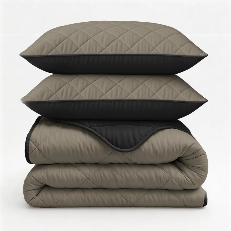Lazy Dekbed Zonder Overtrek - Double Face - Taupe/Zwart - Image 12