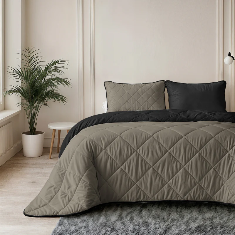 Lazy Dekbed Zonder Overtrek - Double Face - Taupe/Zwart - Image 5