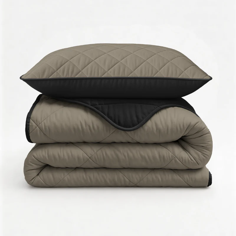 Lazy Dekbed Zonder Overtrek - Double Face - Taupe/Zwart - Image 9