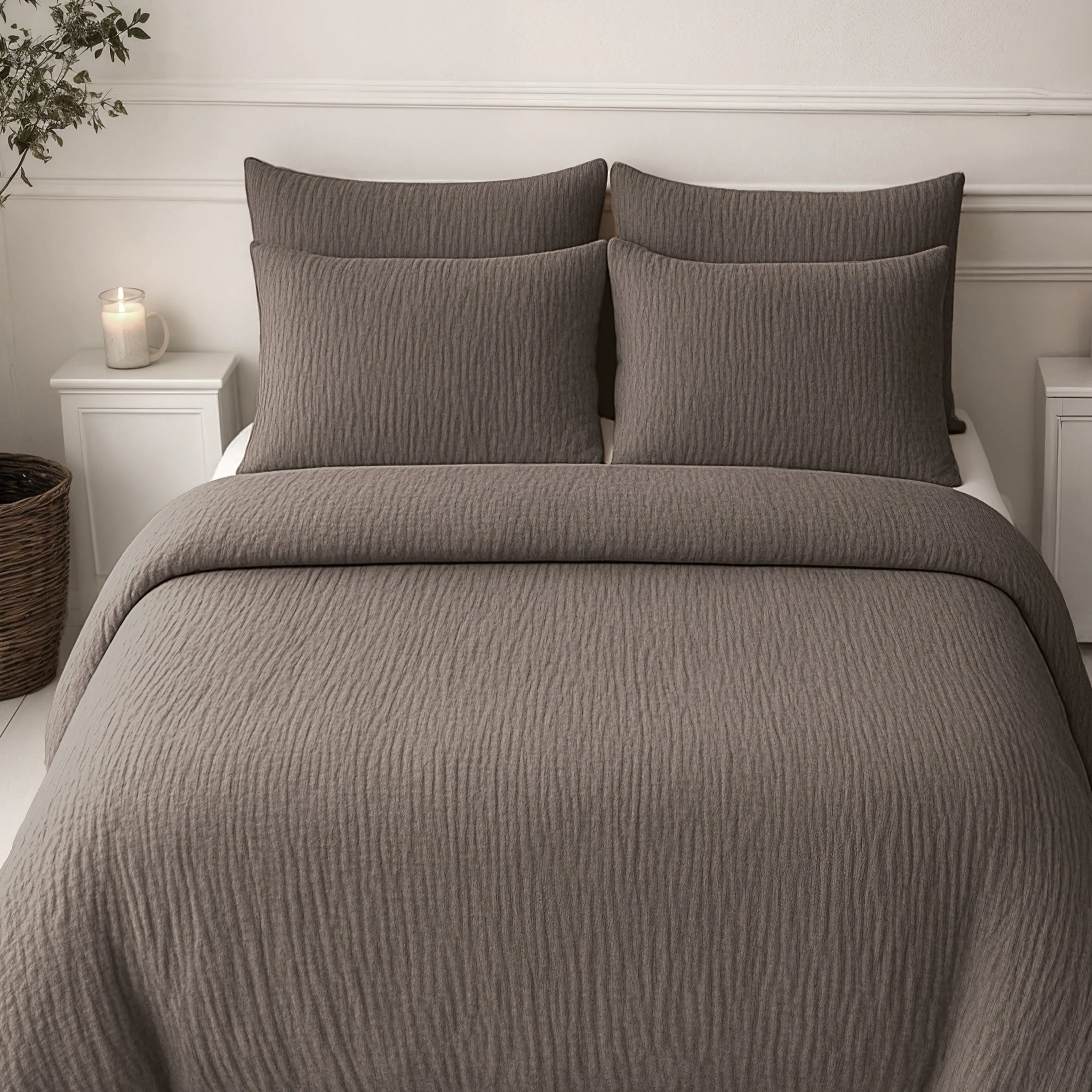 Lazy Dekbed Zonder Overtrek - Katoen Mousseline - Donker Taupe - Image 5