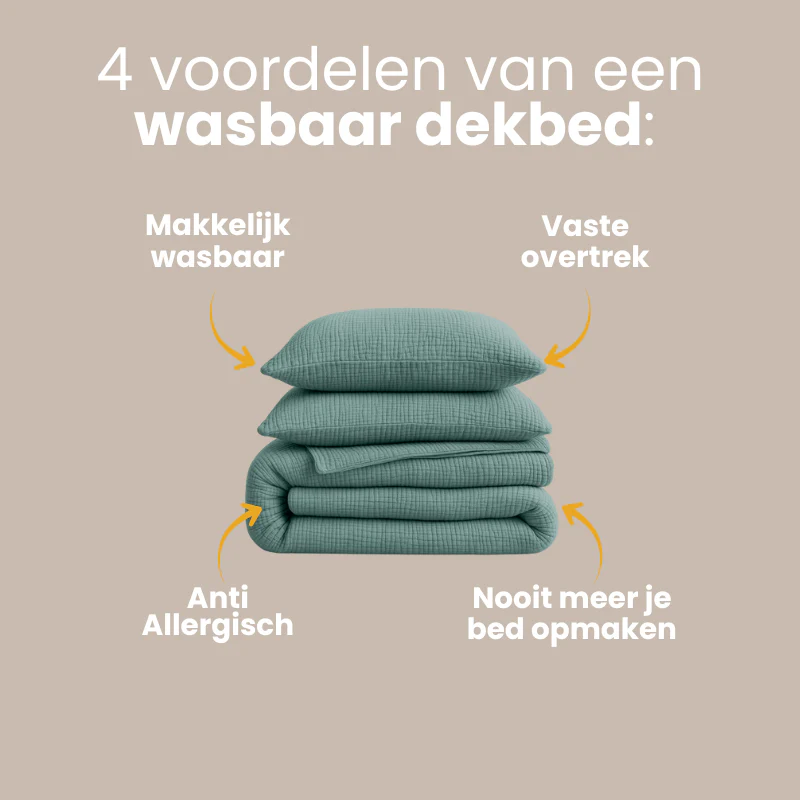 Lazy Dekbed Zonder Overtrek - Katoen Mousseline - Groen - Image 11