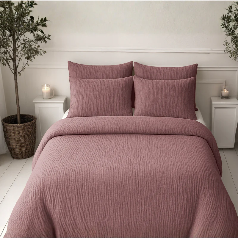 Lazy Dekbed Zonder Overtrek - Katoen Mousseline - Oud Roze - Image 11