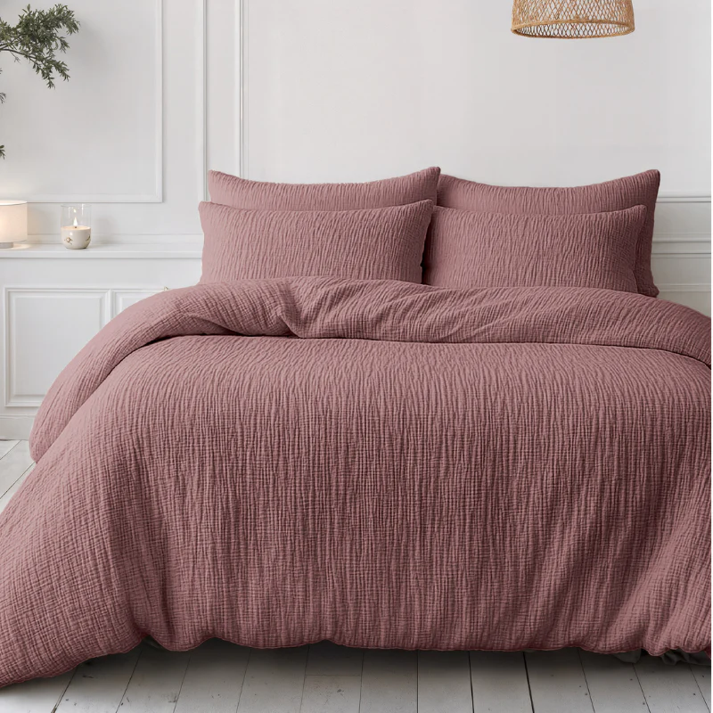 Lazy Dekbed Zonder Overtrek - Katoen Mousseline - Oud Roze - Image 6