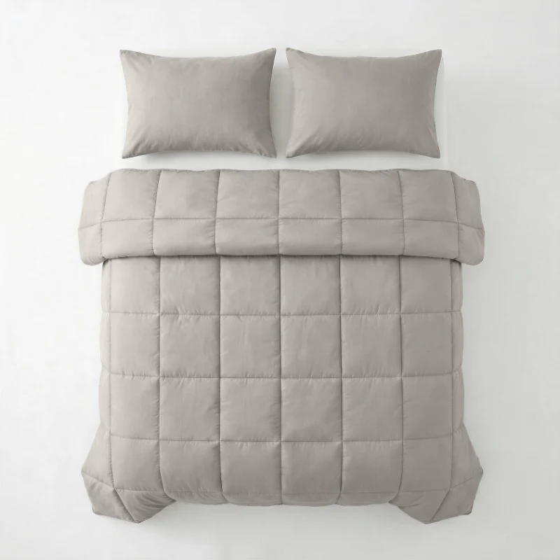Lazy Dekbed Zonder Overtrek - Percale Katoen - Taupe/Grijs - Image 6