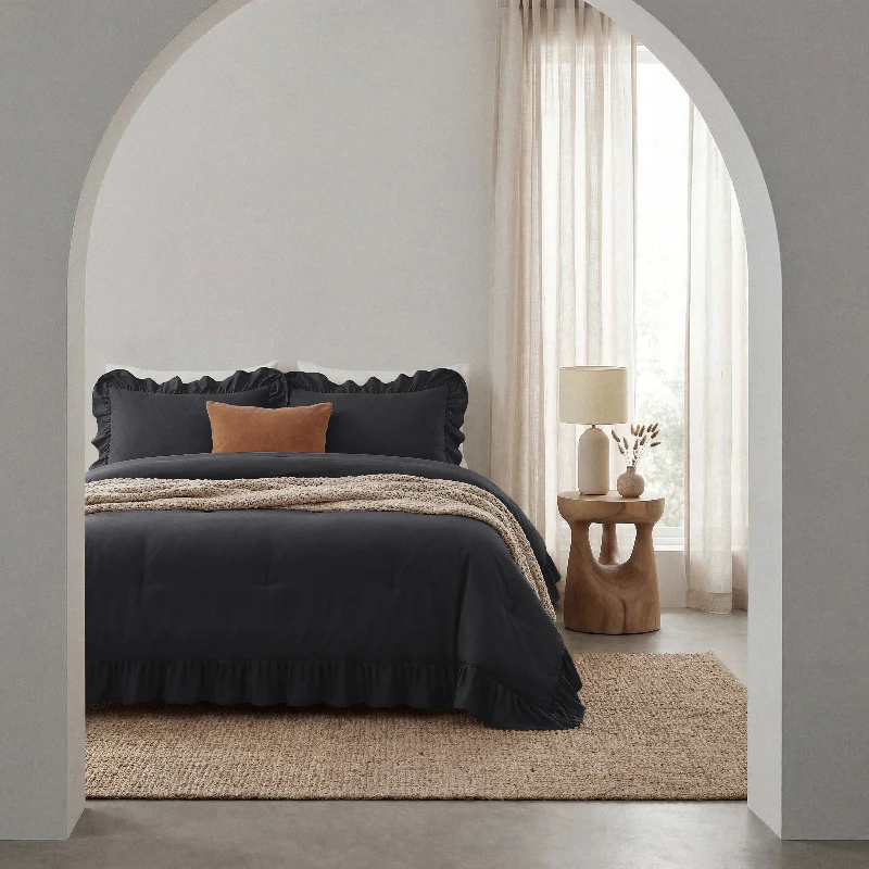 Lazy Dekbed Zonder Overtrek Ruffles - Antraciet - Image 9