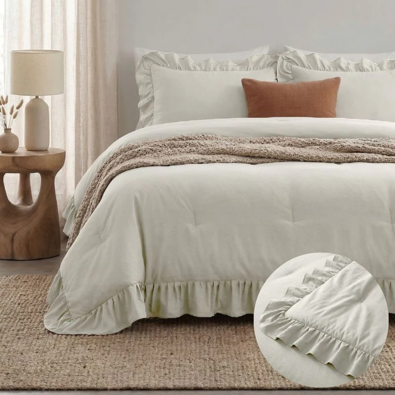 Lazy Dekbed Zonder Overtrek Ruffles - Off White - Image 2