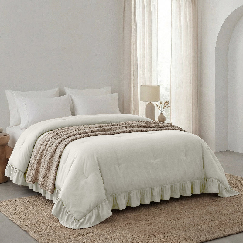 Lazy Dekbed Zonder Overtrek Ruffles - Off White - Image 5