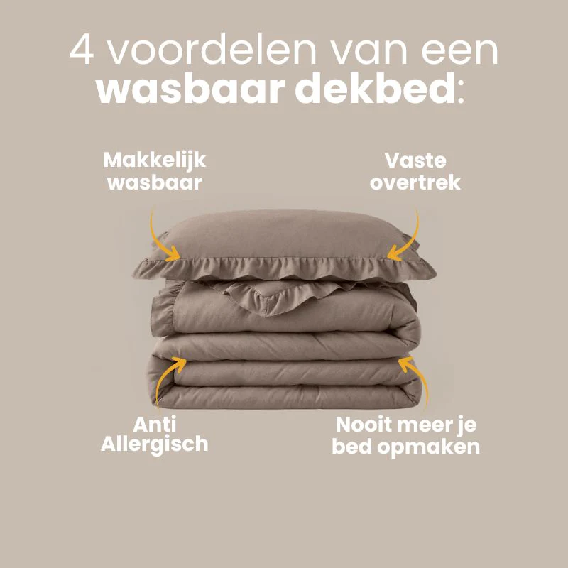 Lazy Dekbed Zonder Overtrek Ruffles - Taupe - Image 3