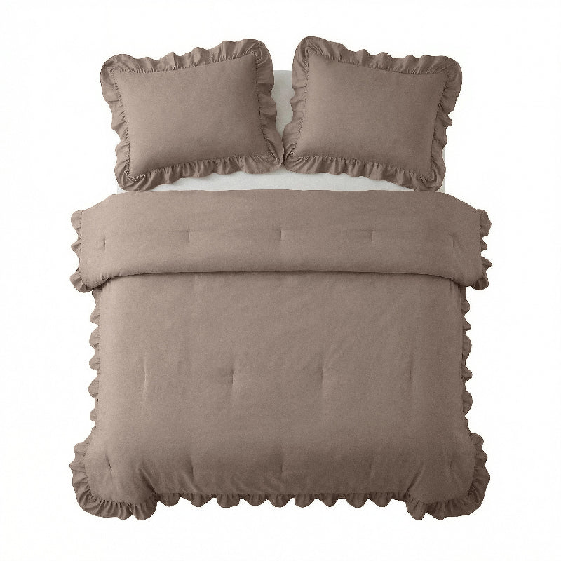 Lazy Dekbed Zonder Overtrek Ruffles - Taupe - Image 4