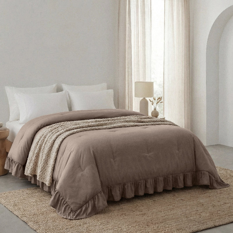 Lazy Dekbed Zonder Overtrek Ruffles - Taupe - Image 5