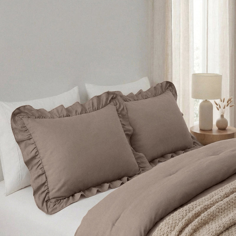 Lazy Dekbed Zonder Overtrek Ruffles - Taupe - Image 6
