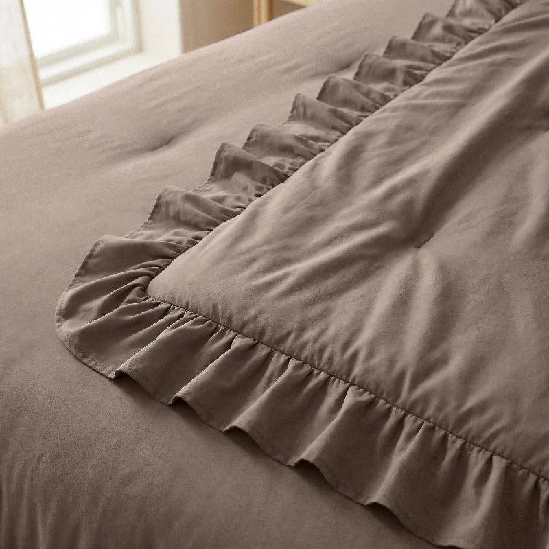 Lazy Dekbed Zonder Overtrek Ruffles - Taupe - Image 7