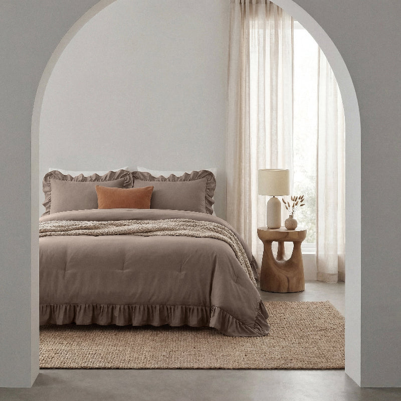 Lazy Dekbed Zonder Overtrek Ruffles - Taupe - Image 9