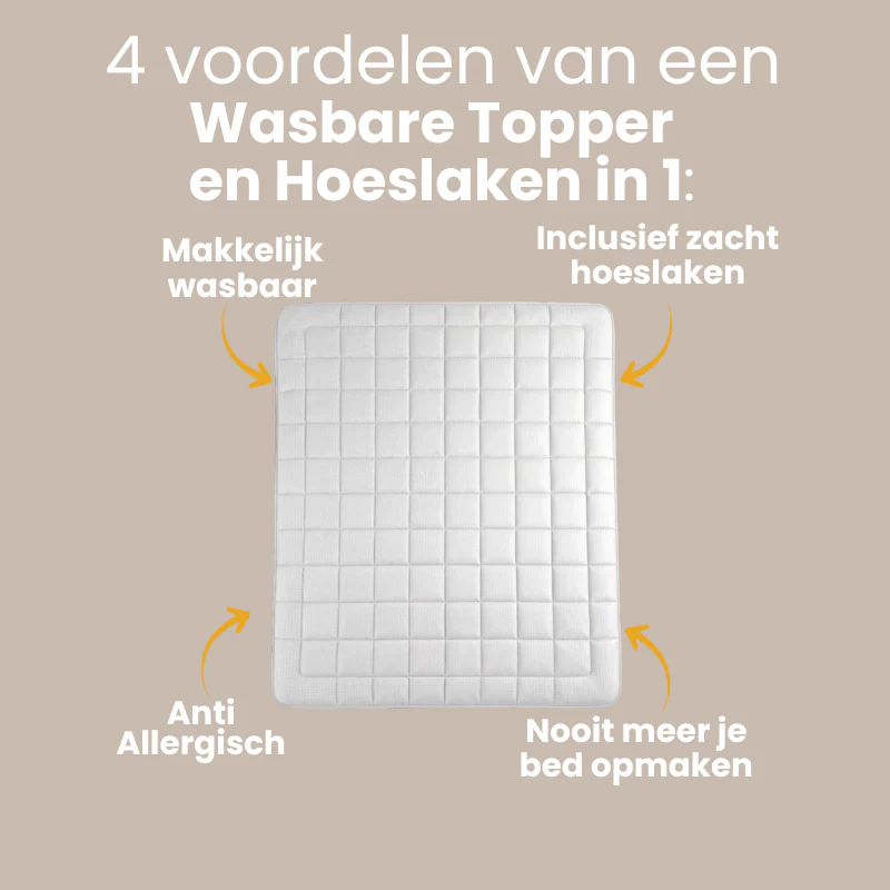 Wasbare Topper & Hoeslaken in 1 – Ultiem Slaapcomfort - Wit - Image 2