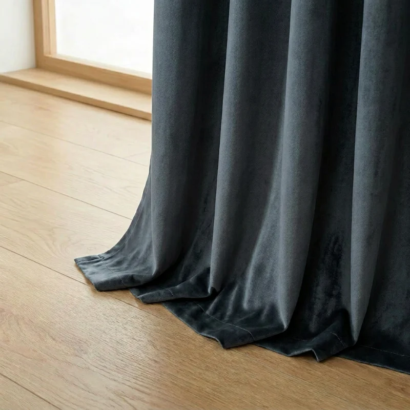 Velvet Gordijnen Verduisterend - Haken - Antraciet - Image 4