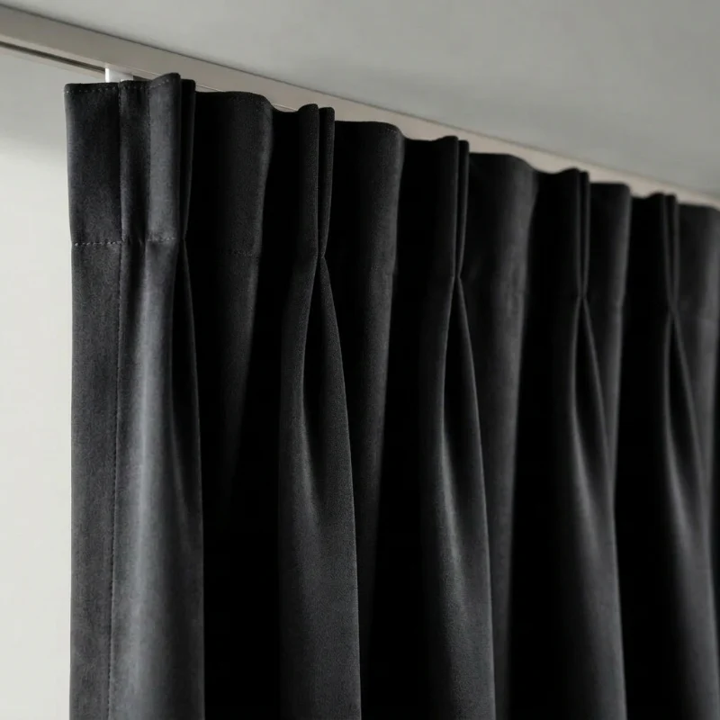 Velvet Gordijnen Verduisterend - Haken - Zwart - Image 2