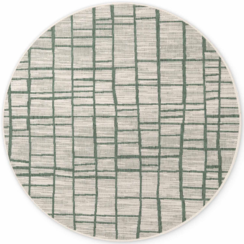 Vloerkleed Crouch Rond - Groen Wit - Image 2