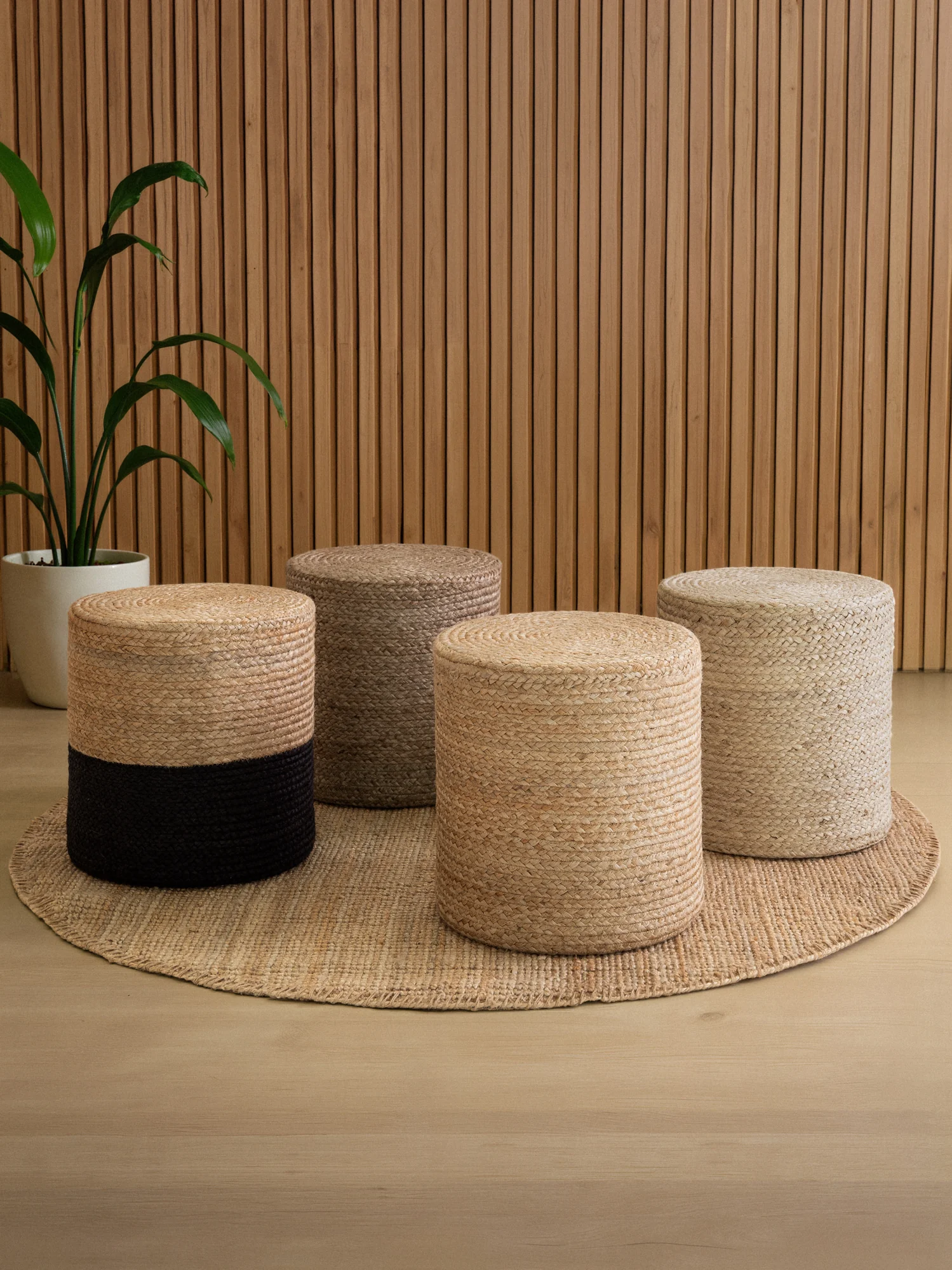 Vloerkleed Pouf Looma Rechthoekig - Natuurlijk goud - Image 5