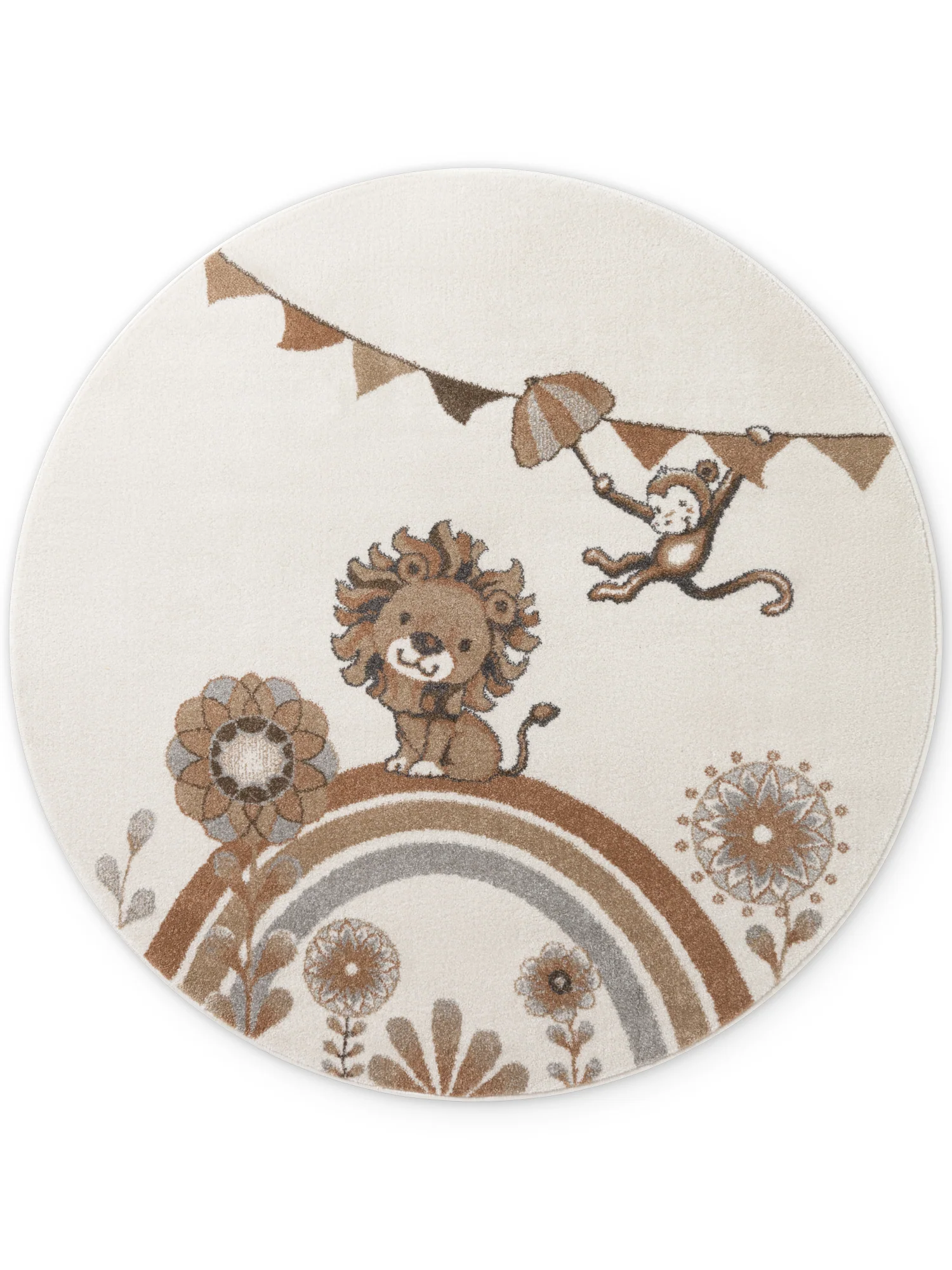 Vloerkleed Roar like a Lion Rond - Creme, veelkleurig - Image 2