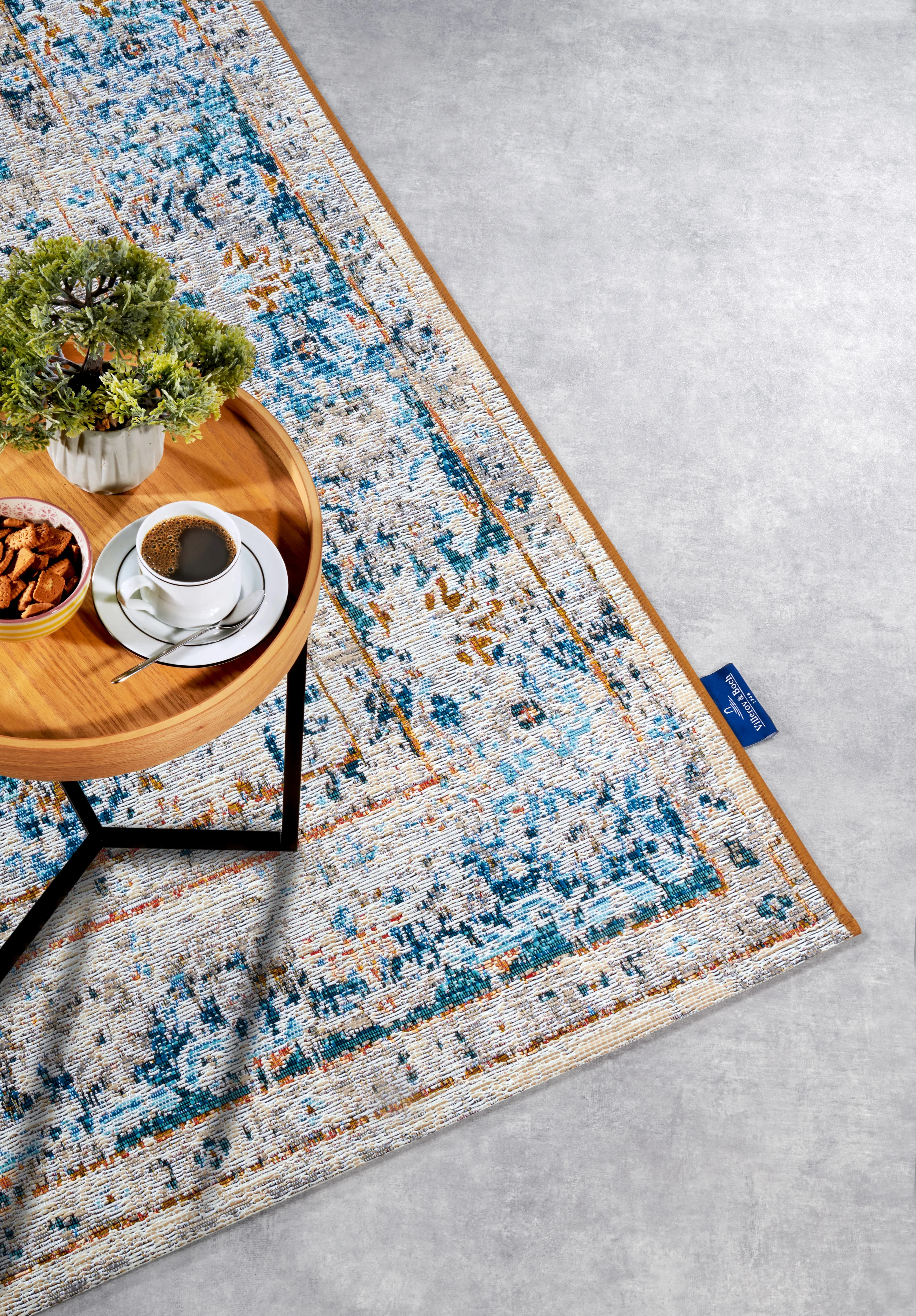 Vloerkleed Teppich Rene Rechthoekig - Crème/Blauw - Image 4